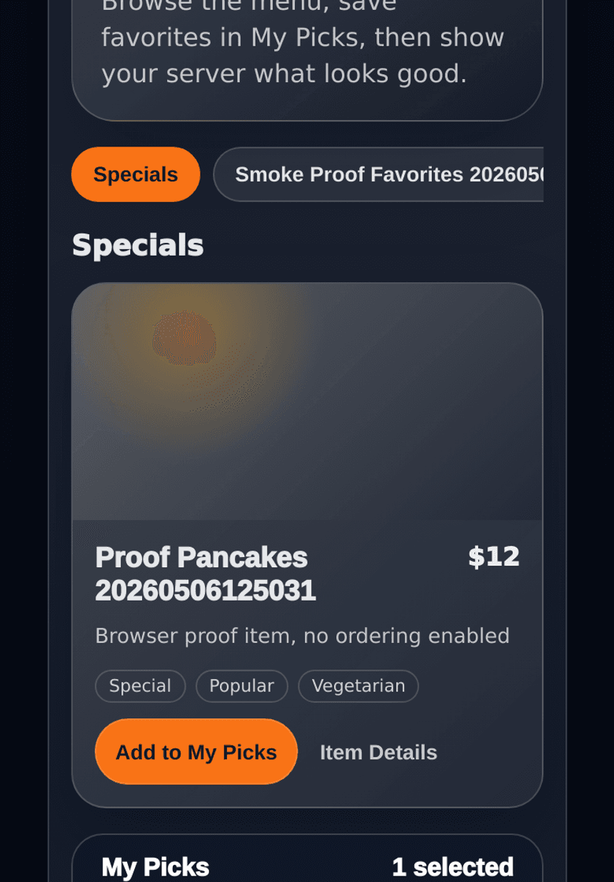 TappDatta restaurant visual menu cards on a mobile guest page