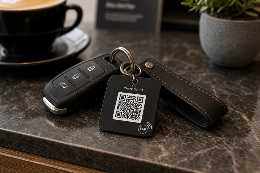 Editable smart-link keychain photo card image