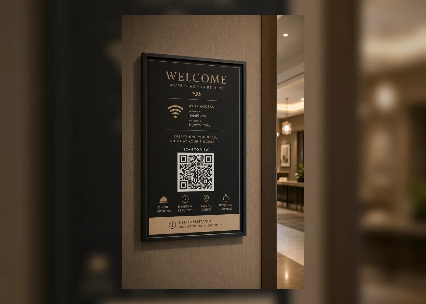 Hotel guest info SCANDATT mounted poster preview lifestyle image
