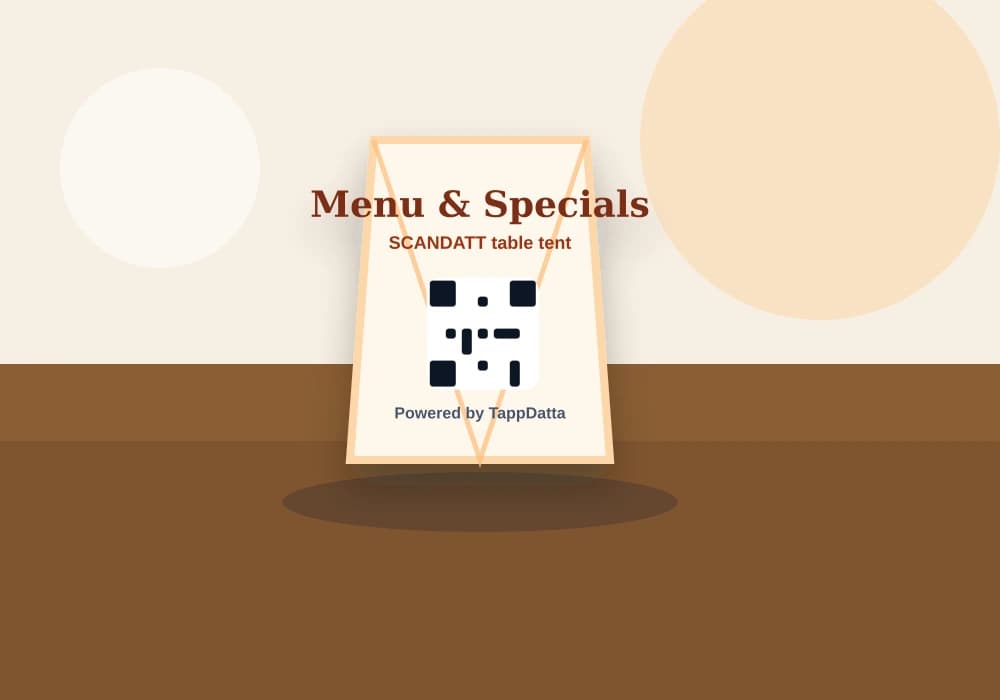 Restaurant menu SCANDATT table tent photo lifestyle image