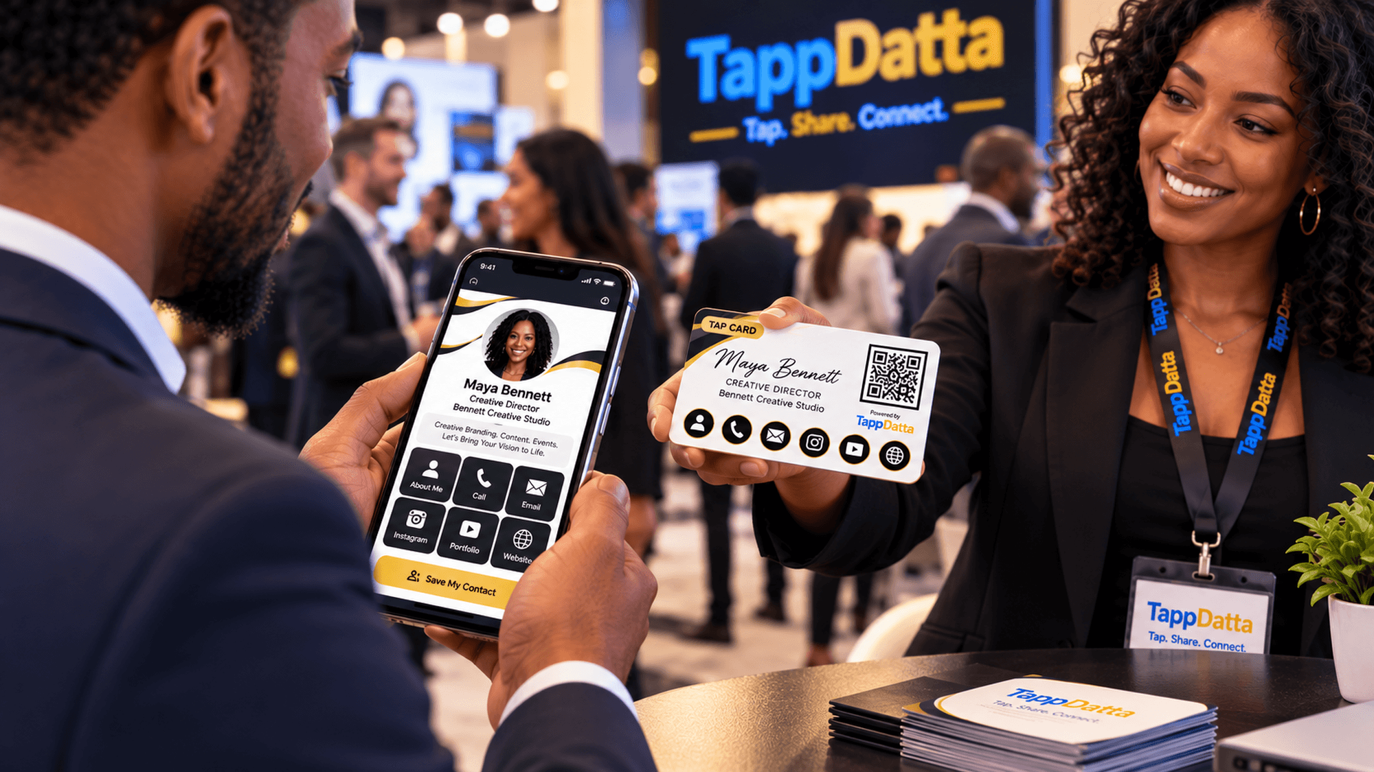 Smart Business Card product photo with a branded card and live business landing