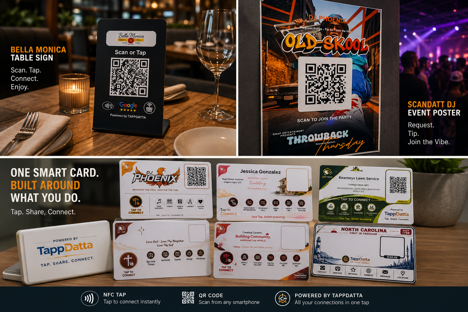 Smart Business Card product photo with a branded card and live business landing