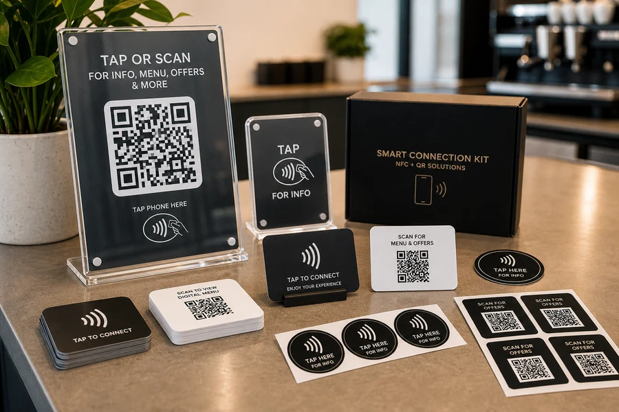 TappDatta managed QR and NFC venue touchpoint shown in a hospitality setting