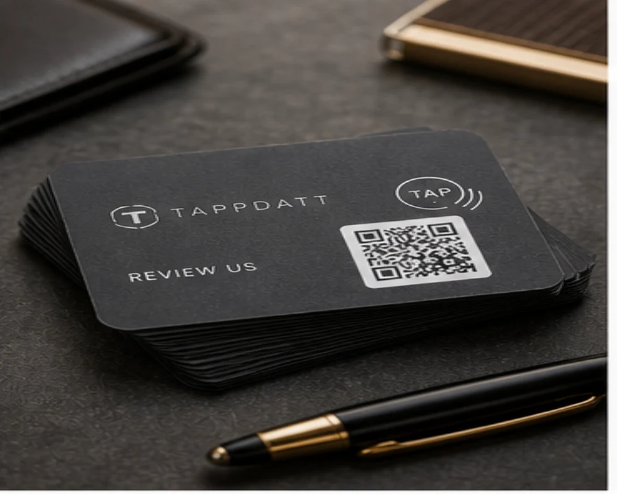 TappDatta Smart Business Card with visible QR and NFC-ready premium card presentation