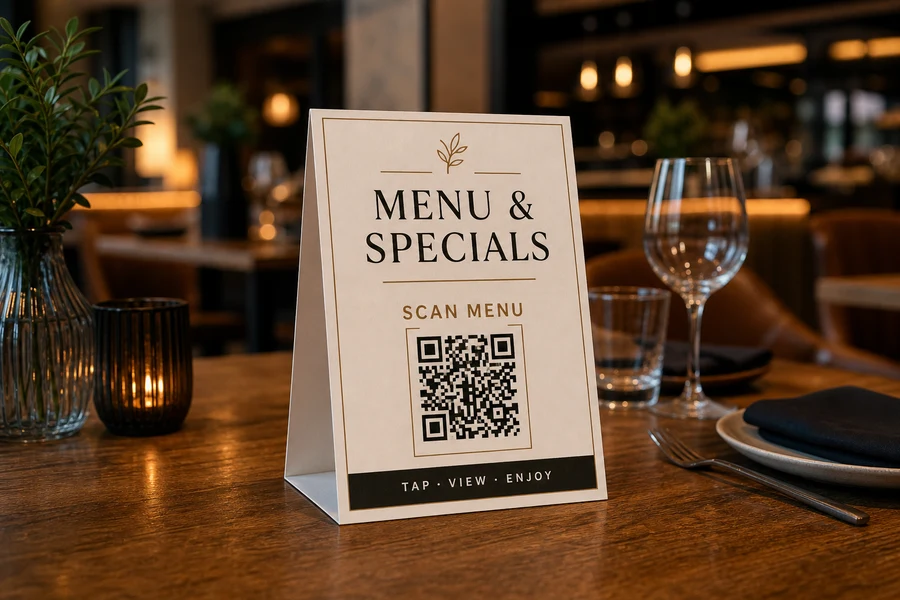 Restaurant menu SCANDATT table tent photo card image